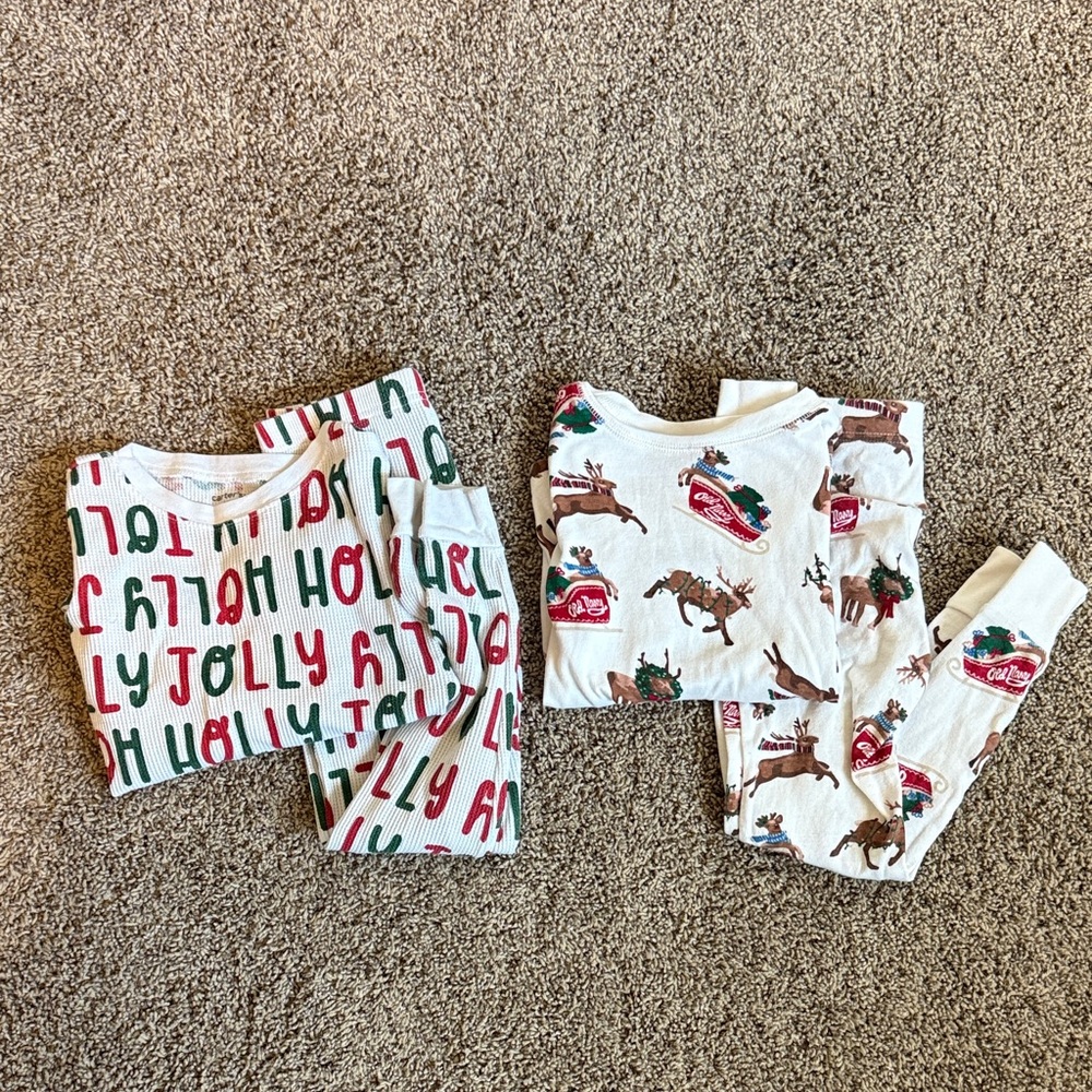 Unisex Kids Christmas Pajamas Sets, size 6- Red and Green